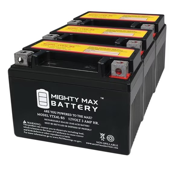 YTX4L-BS SLA Battery Replacement for Honda CRF450R 2017 - 3PK, Mighty Max Battery, Mfr#: MAX3856332